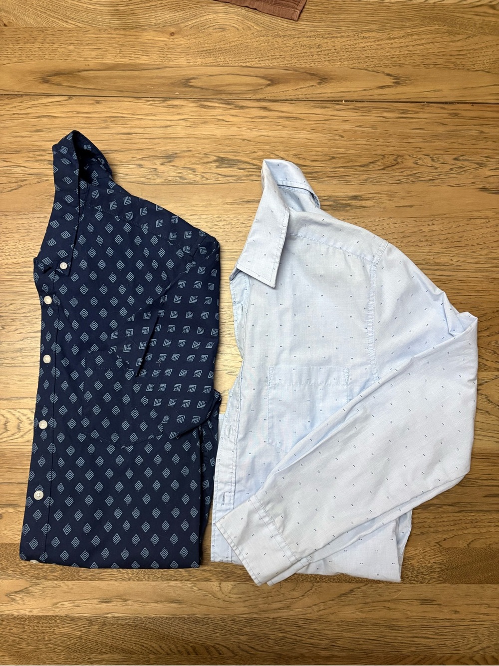 Men's Dress Shirts bundle - Navy Pattern & Light Blue Microdot